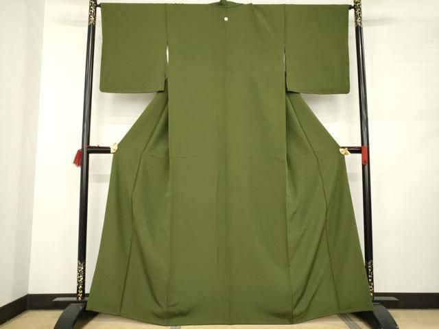 平和屋着物 上質な色無地 海松色 正絹 ck