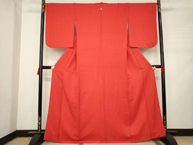 平和屋着物 上質な色無地 朱 緋色 正絹 ck