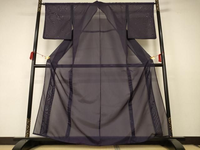 平和屋着物 夏物 色無地 絽 黒紅色 洗える着物 jd