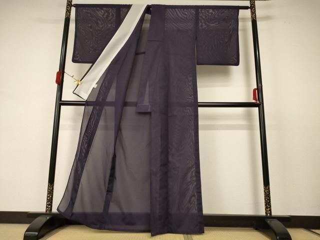 平和屋着物 夏物 色無地 絽 黒紅色 洗える着物 jd