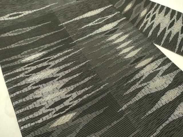 平和屋着物 西陣 京都イシハラ謹製 九寸名古屋帯 横段文 銀糸 証紙付き 正絹 du