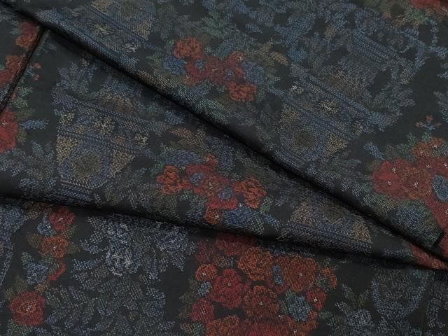 平和屋着物 本場大島紬 9マルキ 陶器草花文 正絹 vf