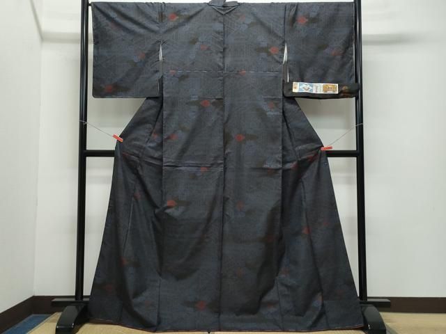 平和屋着物 本場大島紬 7マルキ 泥染め 風景草花文 有田紬工場謹製 証紙付き 正絹 vf