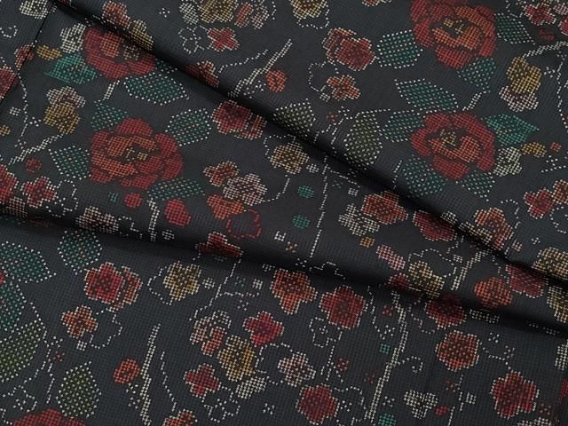 平和屋着物●本場大島紬 7マルキ 舞花文 正絹 ♥ vf