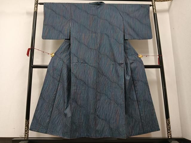 平和屋着物 名門 藤娘きぬたや 紬 竜巻絞り 正絹 ph