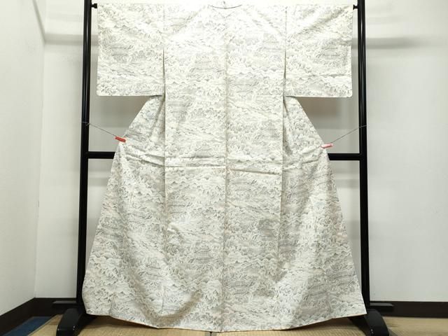 平和屋着物 上質な紬 風景草木文 正絹 vf