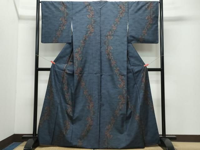 平和屋着物 本場大島紬 9マルキ 花蝶毬文 正絹 vf