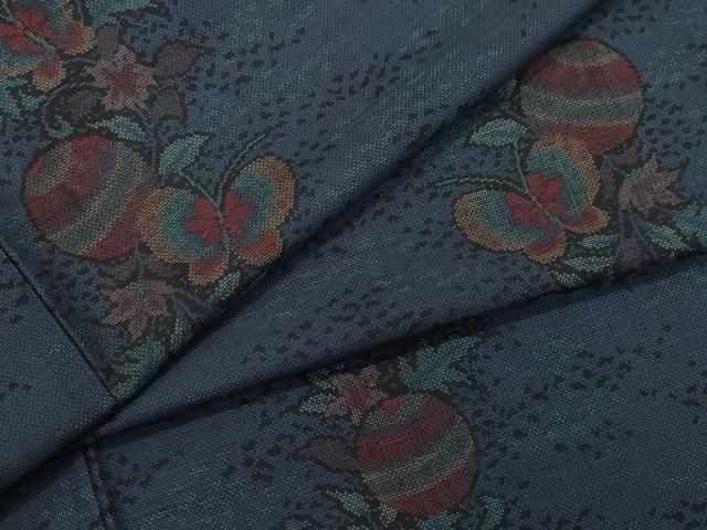 平和屋着物 本場大島紬 9マルキ 花蝶毬文 正絹 vf