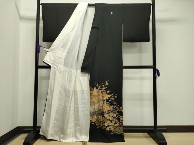 平和屋着物 金彩友禅 卓越技能者 名工 和田光正 黒留袖 風景松竹梅文 金銀彩 正絹 gh