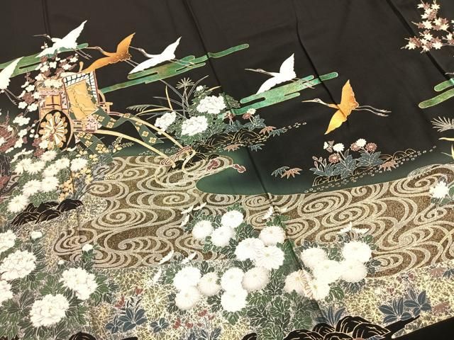 平和屋着物▽豪華黒留袖 単衣