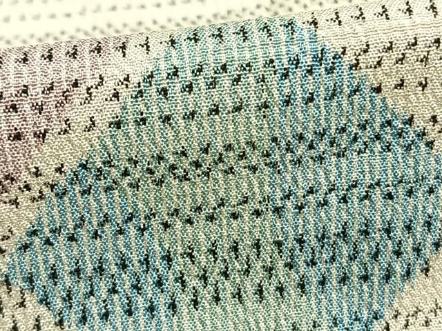  平和屋着物▽本塩沢 単衣 菱文 正絹 fy 紬 着物