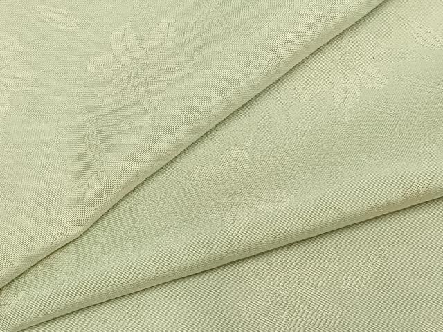  平和屋着物▽お召 単衣 草花文 証紙付き ロング丈 正絹 fy 紬 着物