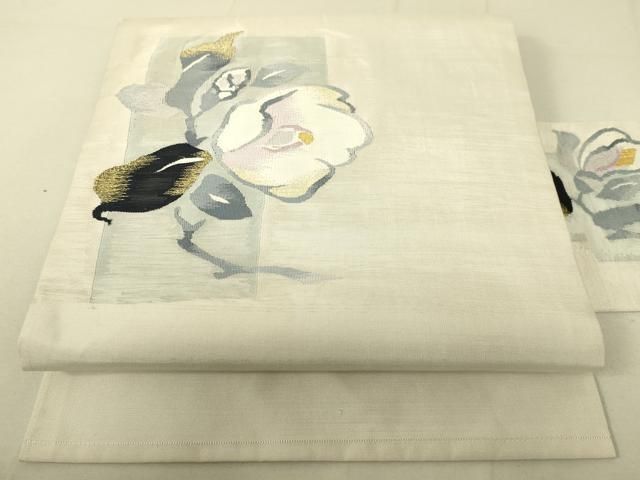 平和屋着物 九寸名古屋帯 枝花文 金糸 正絹 du