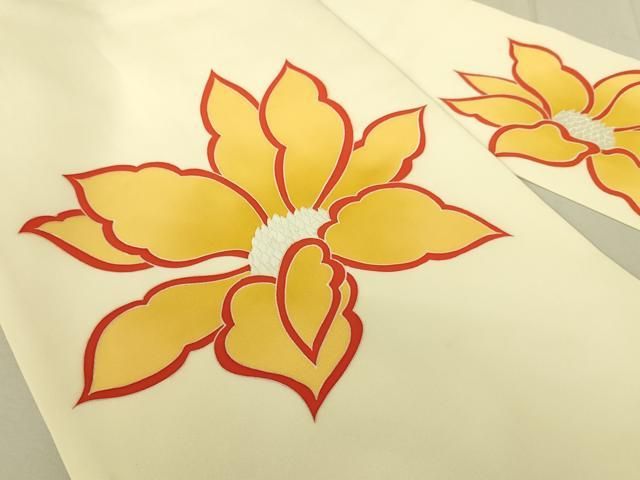 平和屋着物 塩瀬 九寸名古屋帯 刺繍 舞花文 正絹 du