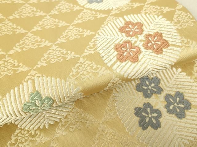  平和屋着物 九寸名古屋帯 唐織 桜松葉文 正絹 du 名古屋帯 帯
