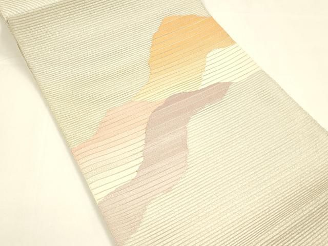 平和屋着物＊夏物 絽綴れ 八寸名古屋帯 抽象文様 銀糸 正絹 逸品