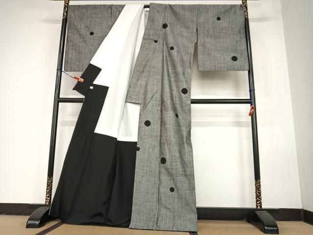 平和屋着物 上質な紬 ドット 正絹 zg