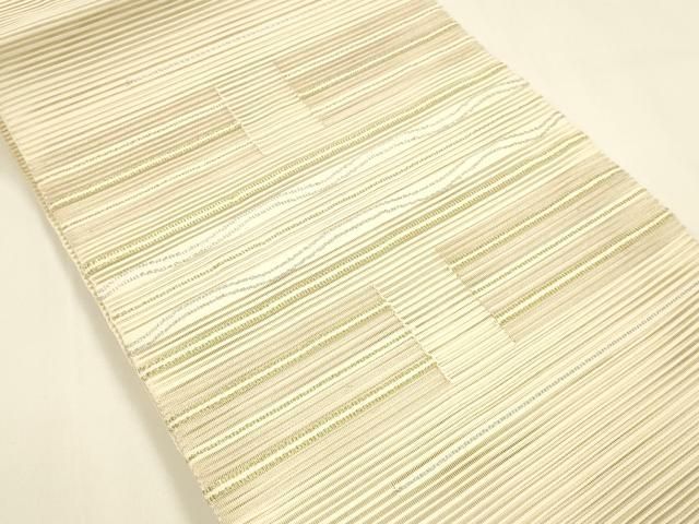 平和屋着物 夏物 絽綴れ 八寸名古屋帯 横段文 金銀糸 正絹 cm