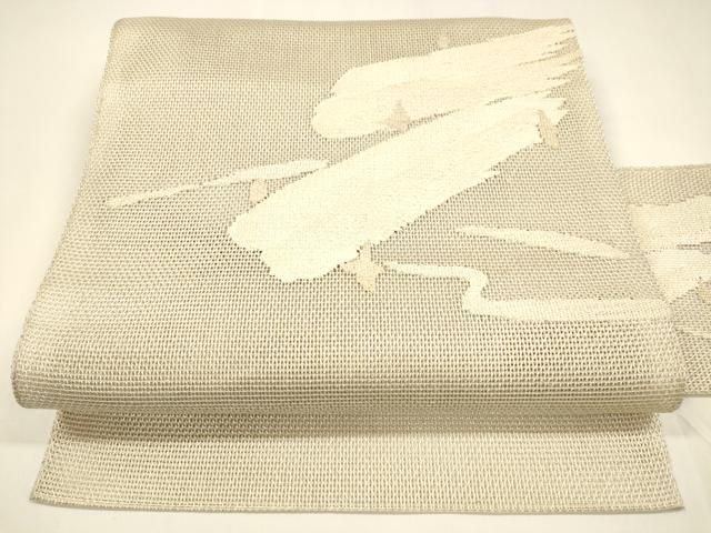 平和屋着物＊夏物　八寸名古屋帯　抽象文様　銀糸　正絹　逸品　DAAY8432cm 平和屋着物＊夏物 八寸名古屋帯 抽象文様 銀糸 正絹 逸品 DAAY8432cm