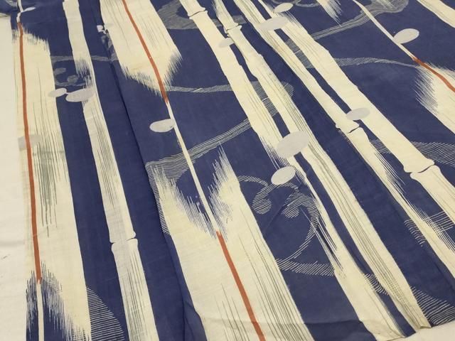 平和屋着物＊夏物 アンティーク 大正ロマン 小紋 紗 立波文 AABC9856jd