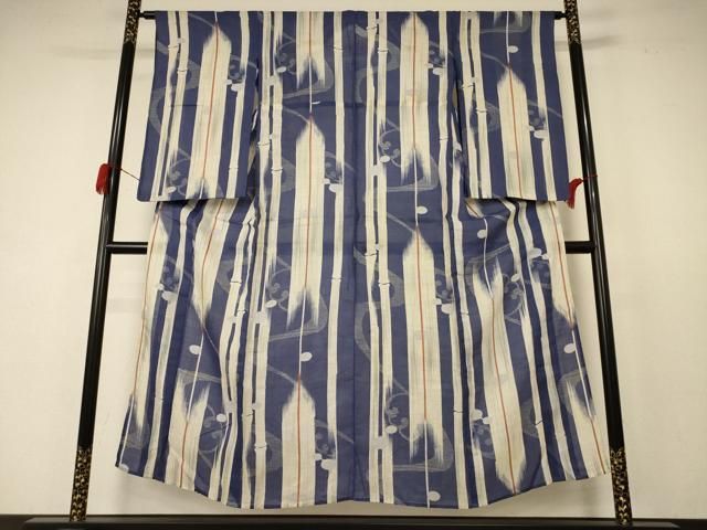 平和屋着物 夏物 アンティーク 大正ロマン 小紋 紗 立波文 jd