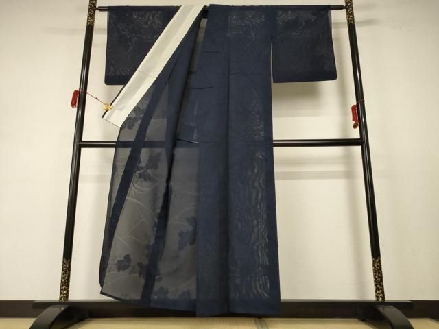 平和屋着物 夏物 色無地 絽 草花紋紗 褐返色 正絹 jd