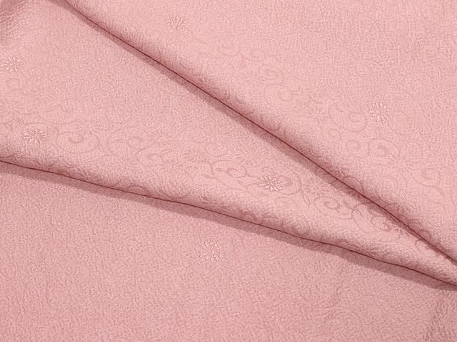 平和屋着物 上質な色無地 花唐草地紋 桃色 正絹 vf