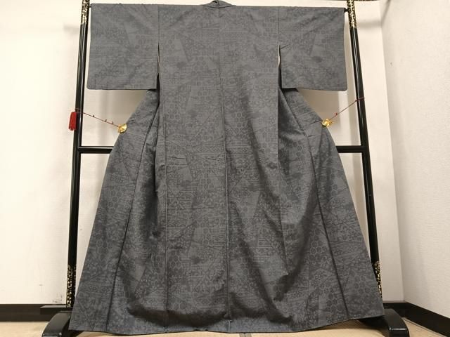 平和屋着物 結城紬 80亀甲 亀甲花文 正絹 ph