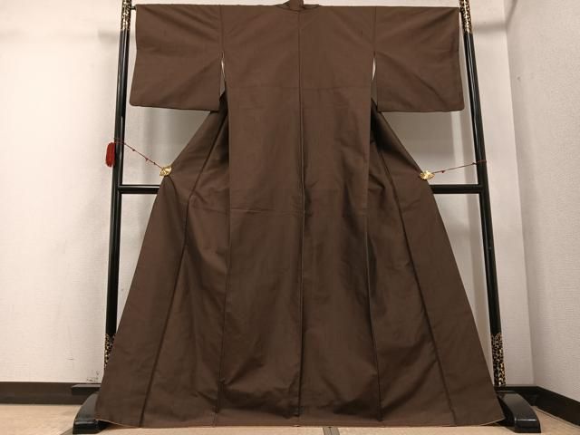 平和屋着物 上質な紬 色無地 憲法色 正絹 ph