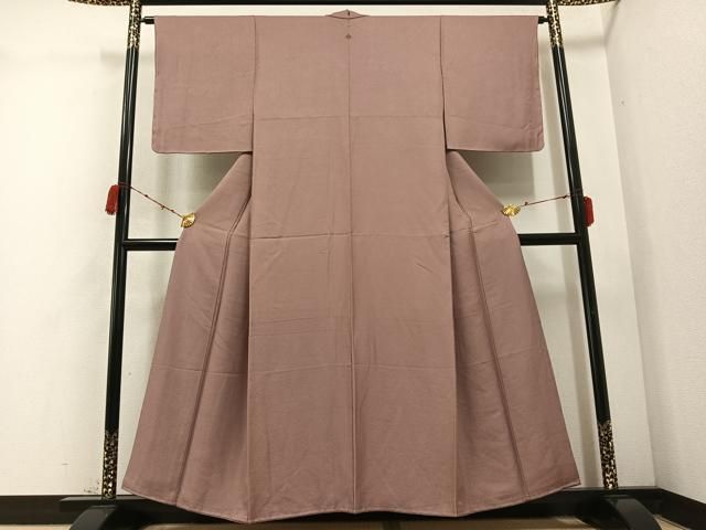 平和屋着物 上質な色無地 風景草花地紋 梅染色 正絹 ph