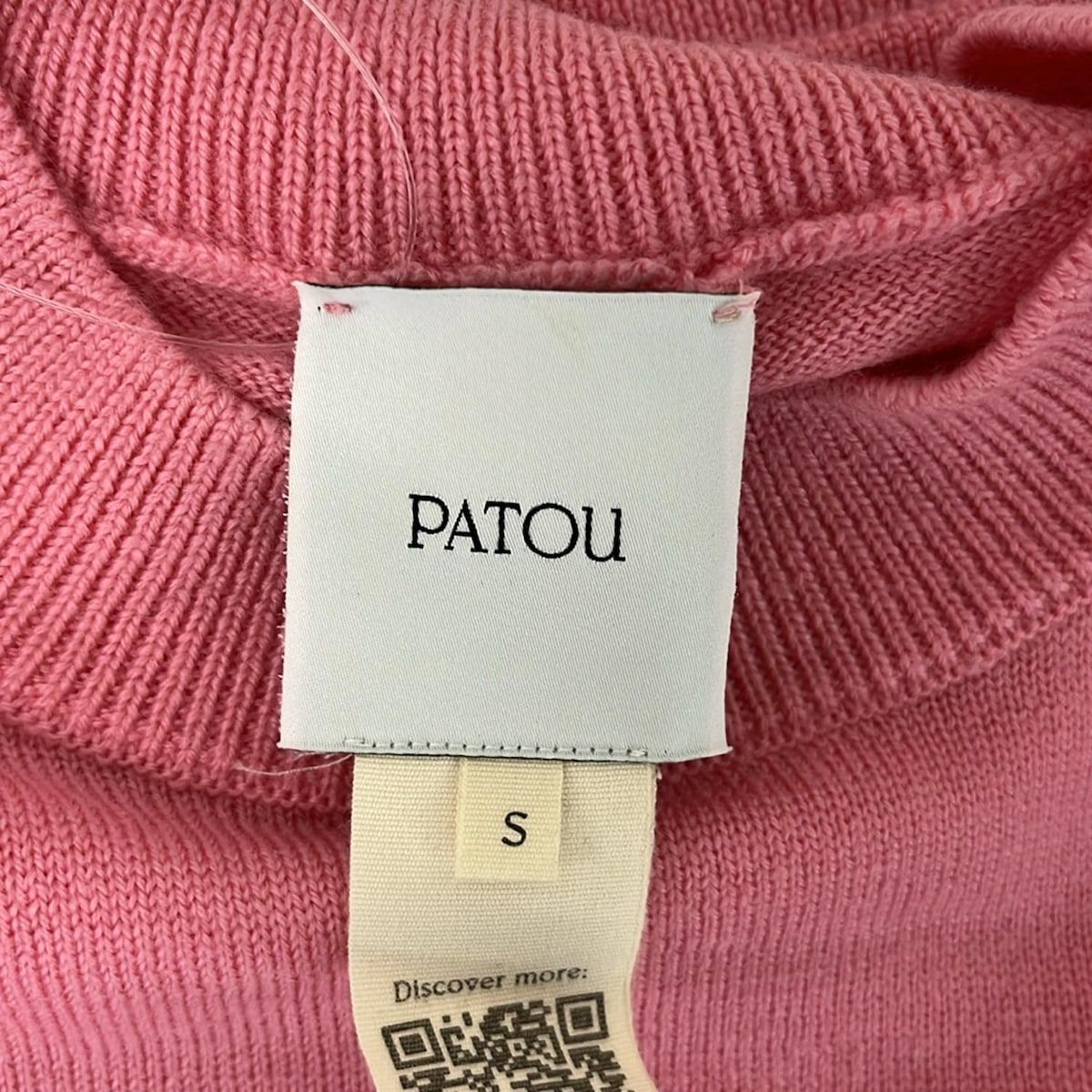 PATOUパトゥ ピンクハイネックニット オーバーサイズ PATOU(パトゥ) 長袖セーター サイズS レディース - ピンク×黒×白