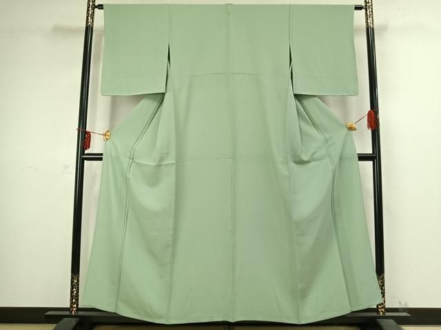 平和屋着物 上質な色無地 単衣 薄萌葱色 正絹 fy