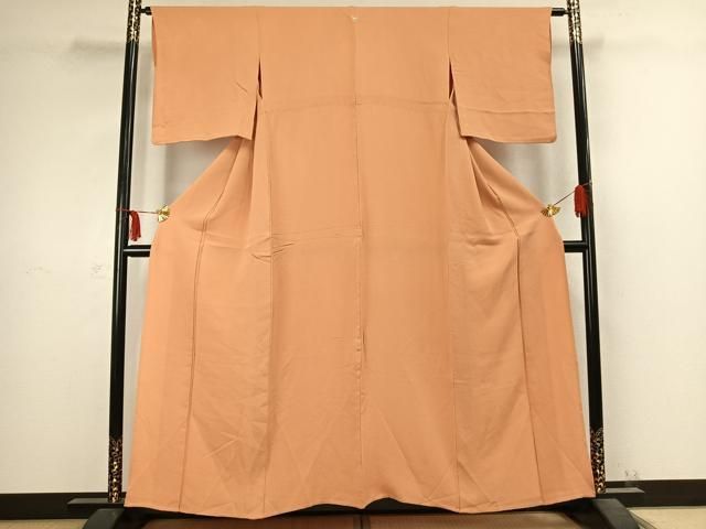 平和屋着物 上質な色無地 単衣 小麦色 正絹 fy