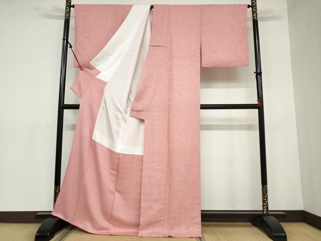  平和屋着物 上質な色無地 辻が花地紋 薄紅色 正絹 ud 色無地 着物