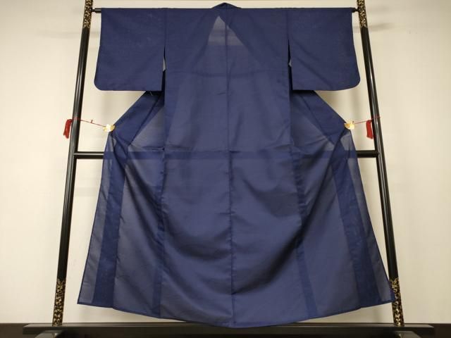 平和屋着物 夏物 色無地 絽 芝紋紗 青褐色 洗える着物 jd