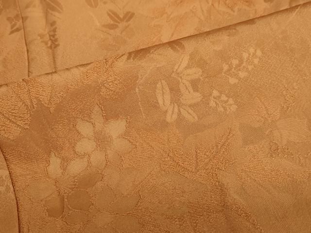  平和屋着物 上質な色無地 草花地紋 土色 正絹 ud 色無地 着物