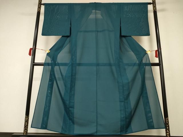 平和屋着物＊夏物 色無地 絽 高麗納戸色 正絹 jd