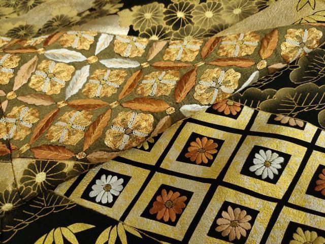  平和屋着物 豪華黒留袖 駒刺繍 吉祥草花文 金銀彩 正絹 ud 黒留袖 着物