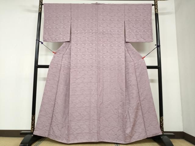平和屋着物 上質な色無地 抽象地紋 薄葡萄色 正絹 ud