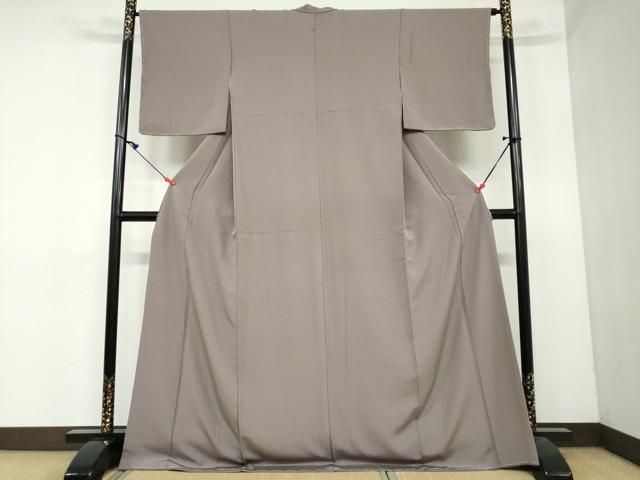 平和屋着物 上質な色無地 紋意匠 江戸鼠色 ロング丈 正絹 ud