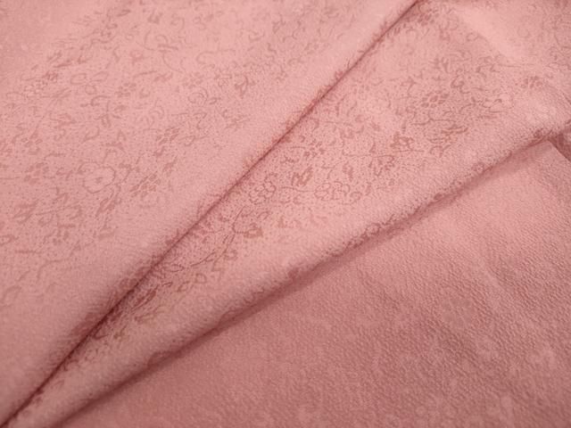 平和屋着物 上質な色無地 草花地紋 薄紅色 正絹 ud