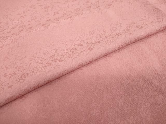  平和屋着物 上質な色無地 草花地紋 薄紅色 正絹 ud 色無地 着物