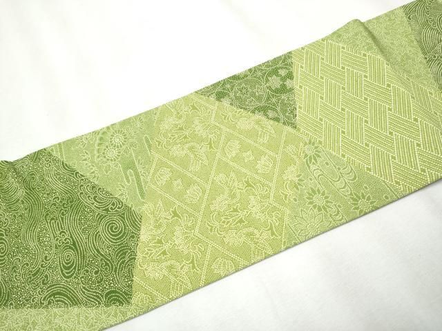  平和屋着物 塩瀬 全通柄 九寸名古屋帯 江戸小紋 切嵌吉祥花文 正絹 hy 名古屋帯 帯