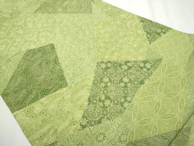 平和屋着物 塩瀬 全通柄 九寸名古屋帯 江戸小紋 切嵌吉祥花文 正絹 hy