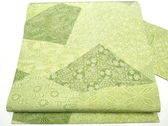 平和屋着物 塩瀬 全通柄 九寸名古屋帯 江戸小紋 切嵌吉祥花文 正絹 hy