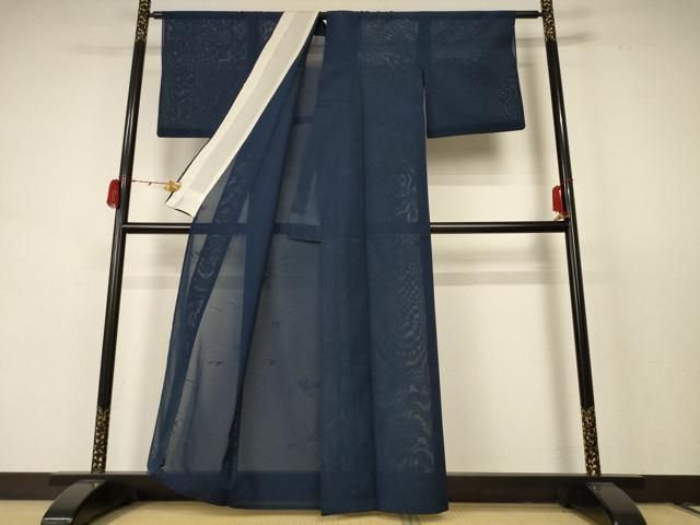 平和屋着物 夏物 色無地 絽 舞葉紋紗 褐返色 洗える着物 jd