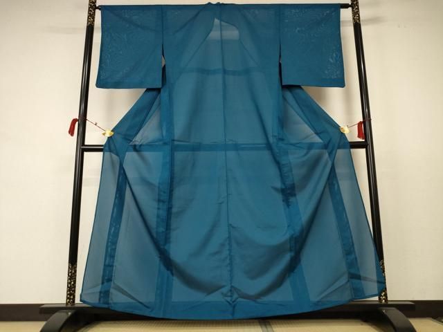 平和屋着物＊夏物 色無地 絽 高麗納戸色 洗える着物 jd