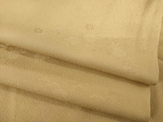 平和屋着物●上質な色無地 吉祥花地紋 薄香色 正絹 ck