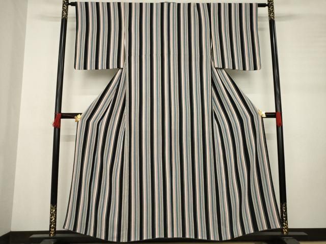 平和屋着物○上質な小紋 縞 鬼しぼ縮緬 正絹 逸品 AABC8670ck - メルカリ