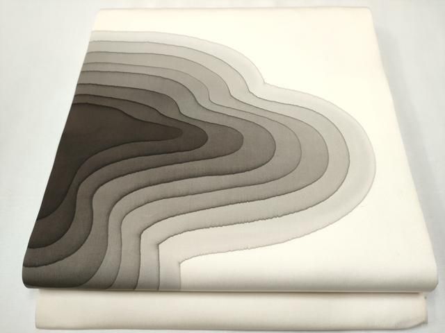 平和屋着物 染色作家 斉藤三才 塩瀬 九寸開き名古屋帯 霞文 正絹 hy